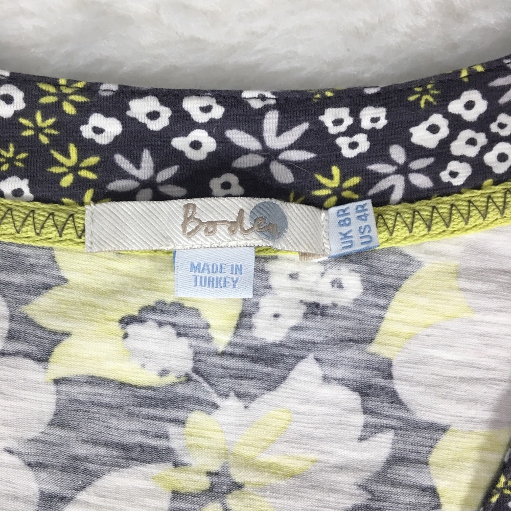 Boden Grey Yellow White Floral Print Tunic - Picture 6 of 8